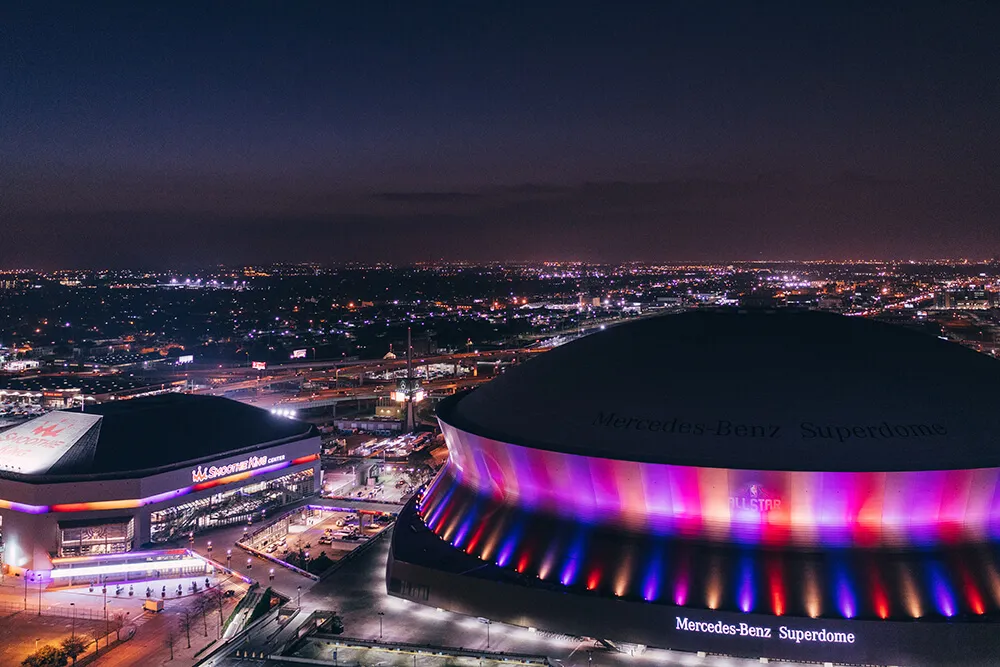 Caesars Superdome and Smoothie King Center in New Orleans Louisiana