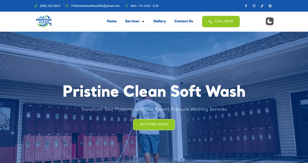 Pristine Clean Soft Wash website built by Greauxx