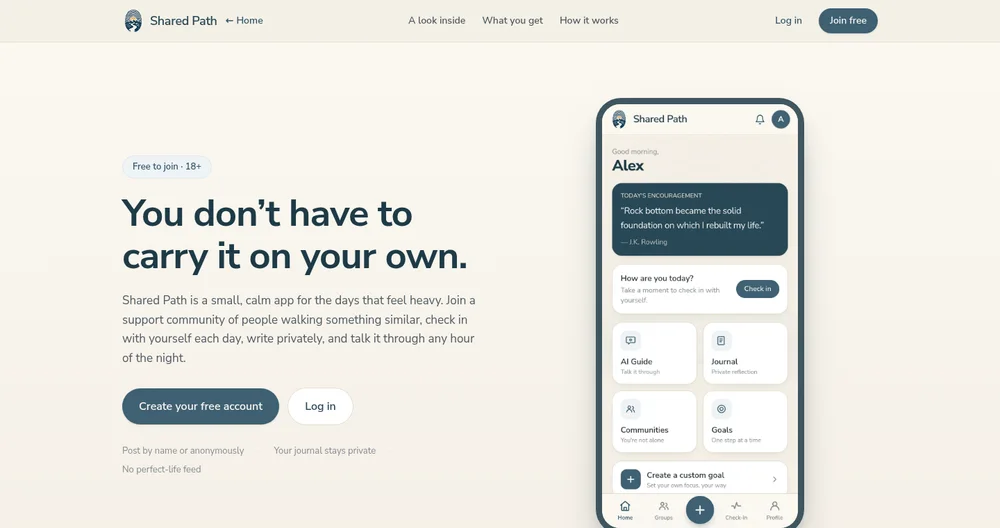 Shared Path community and wellness web app built by Greauxx