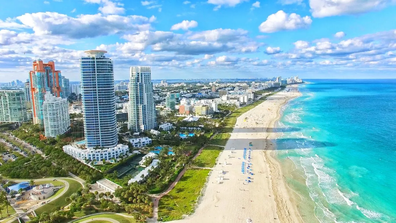 Aerial view of Miami Beach and the city skyline