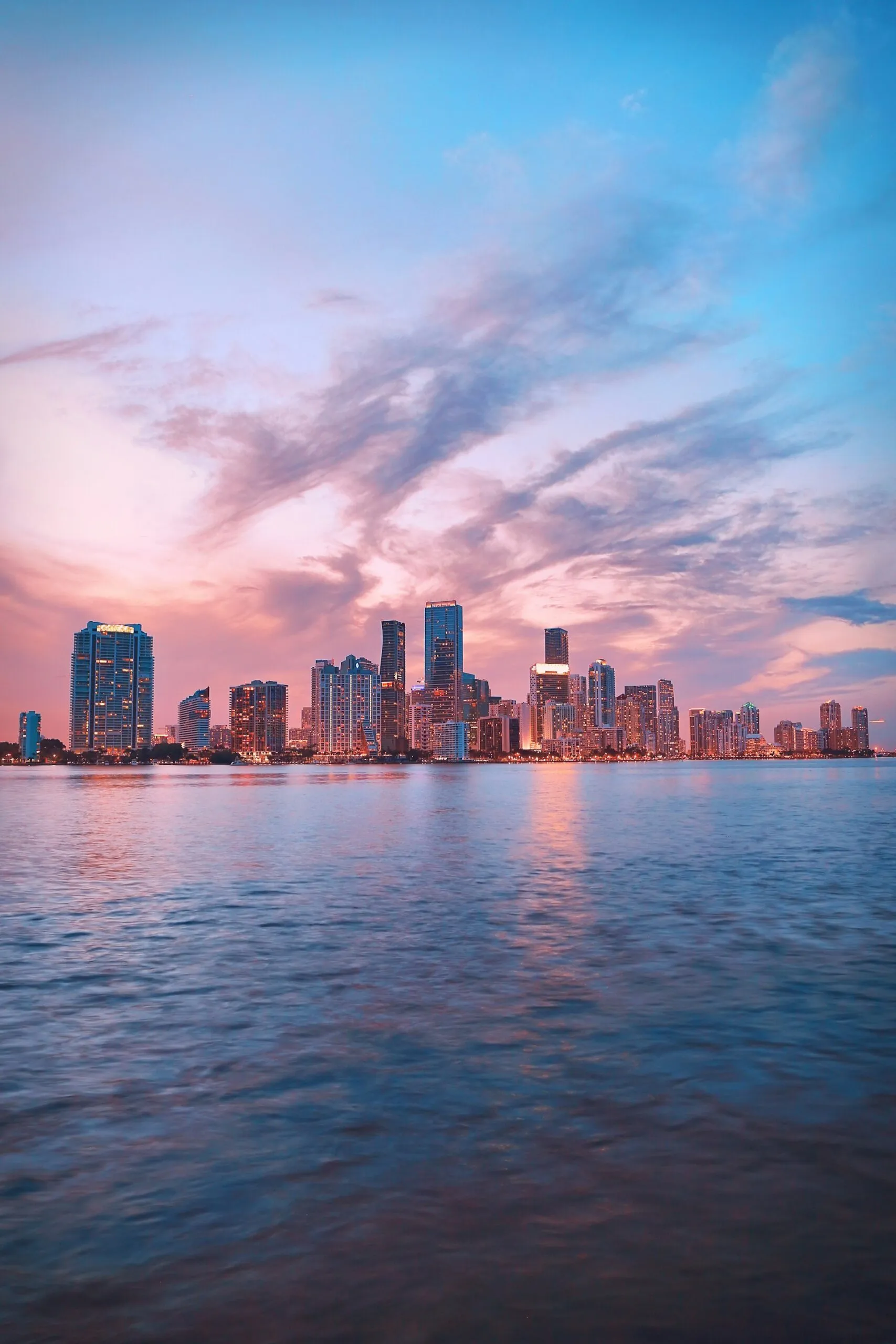 Ocean Drive at sunset in Miami FL