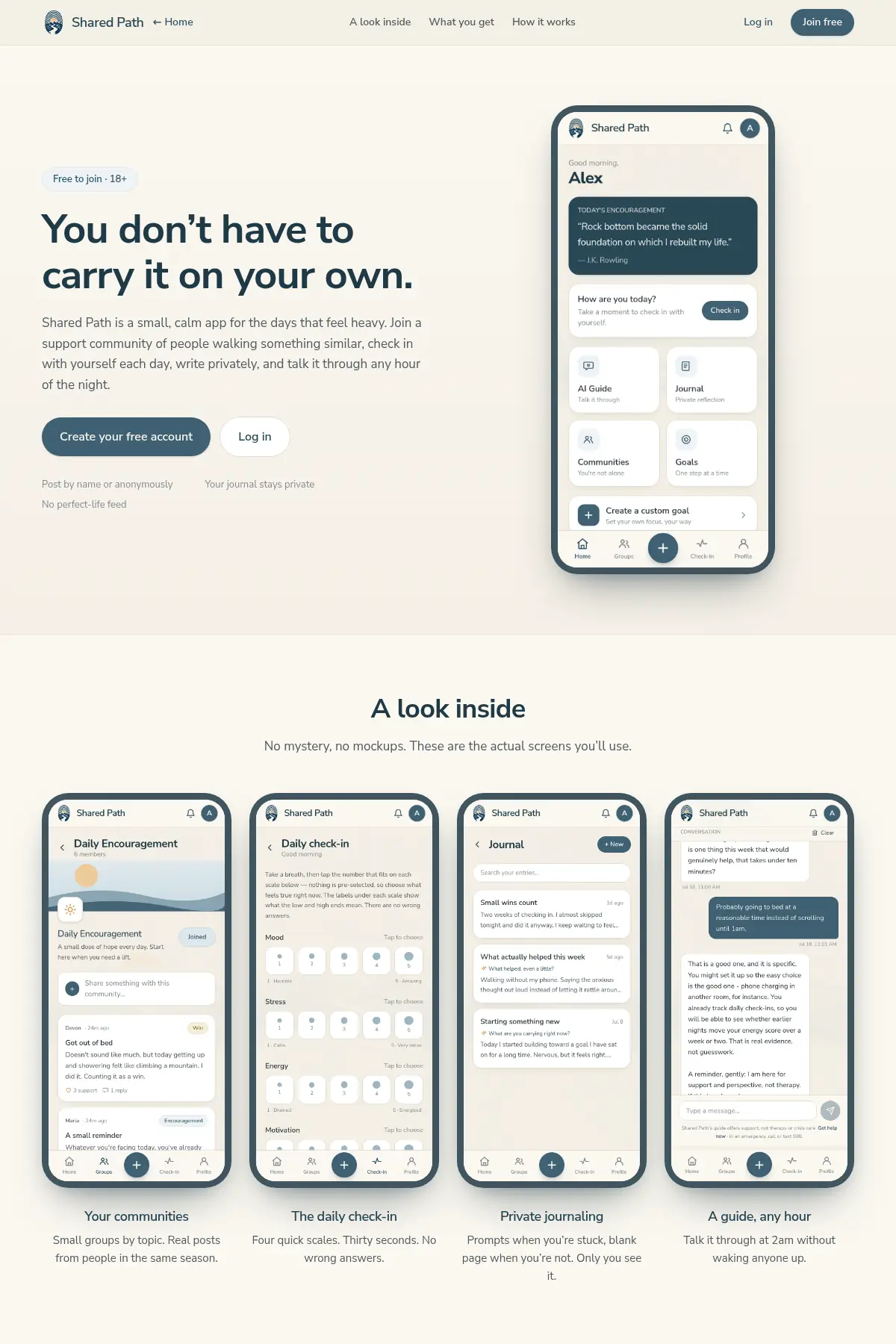 Shared Path community and wellness web application built by Greauxx