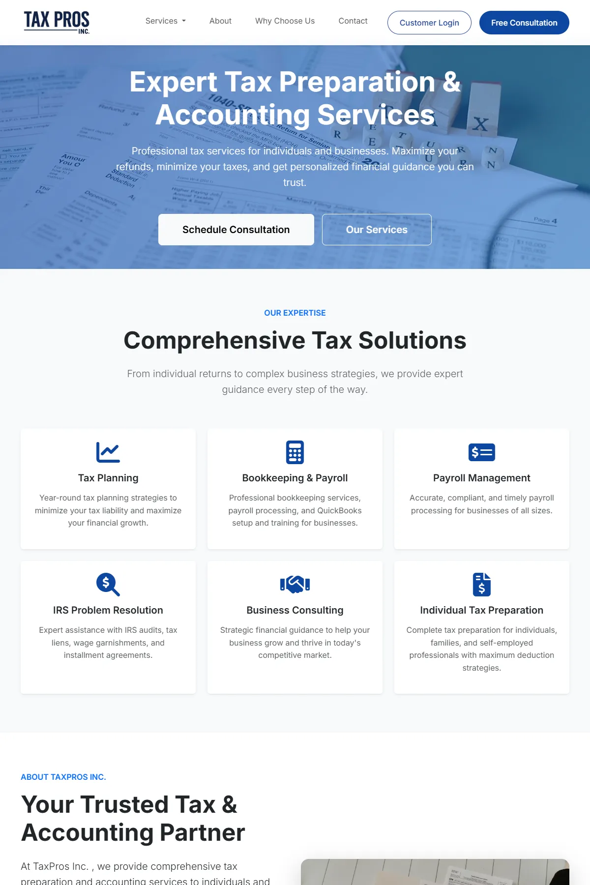 Tax Pros Inc website by Greauxx